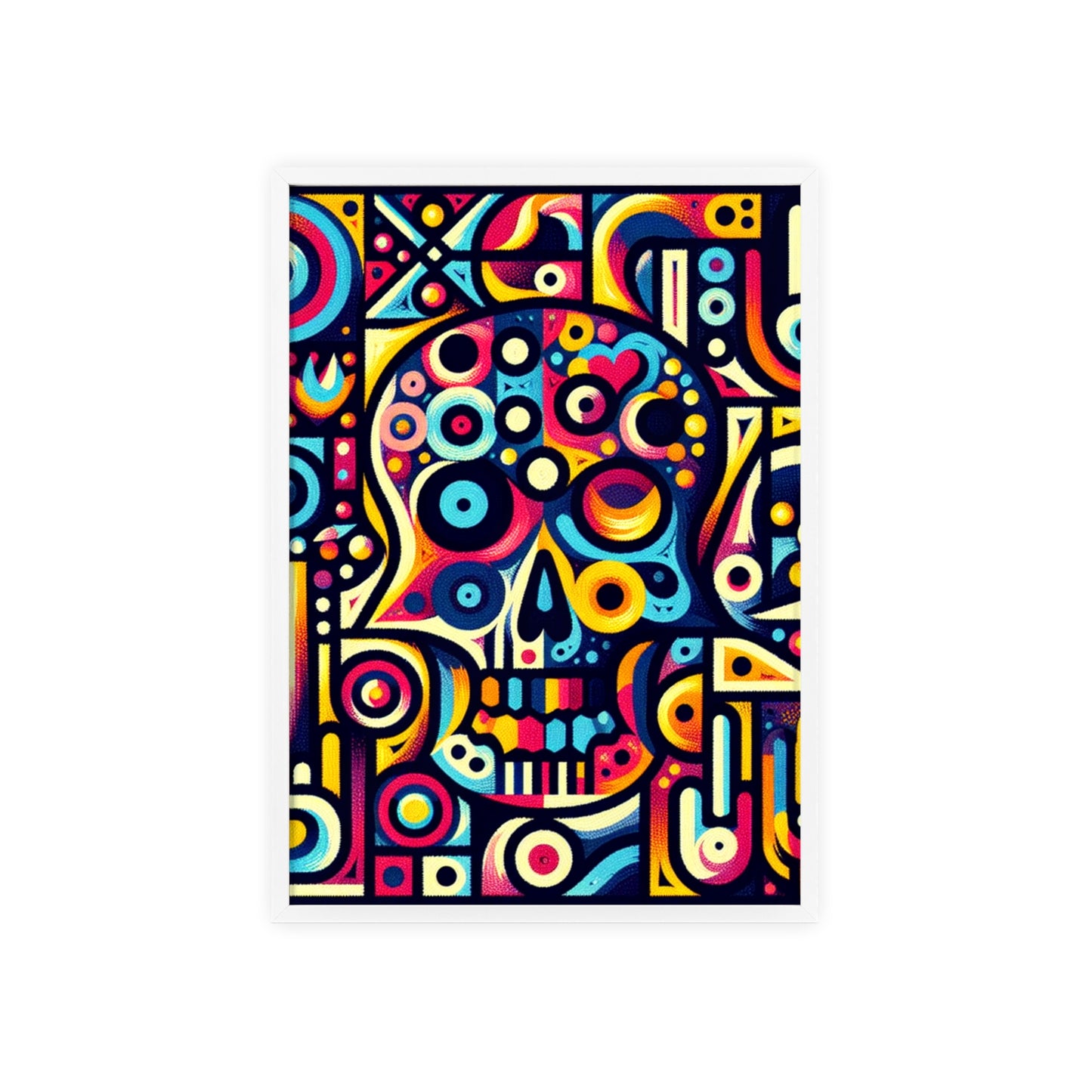 Skull Rock N Roll Posters with Wooden Frame