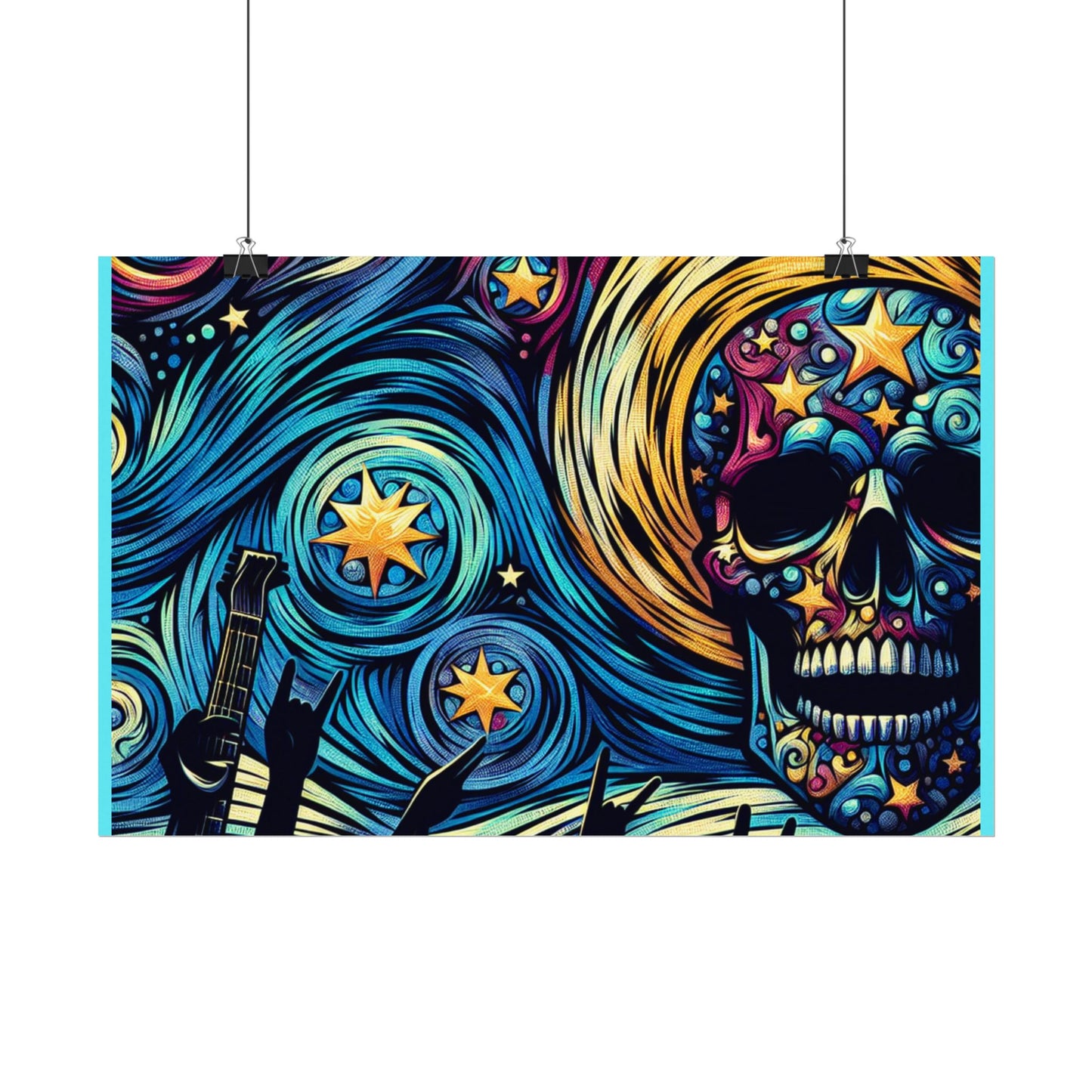 Midnight Rock N Roll Textured Watercolor Matte Posters