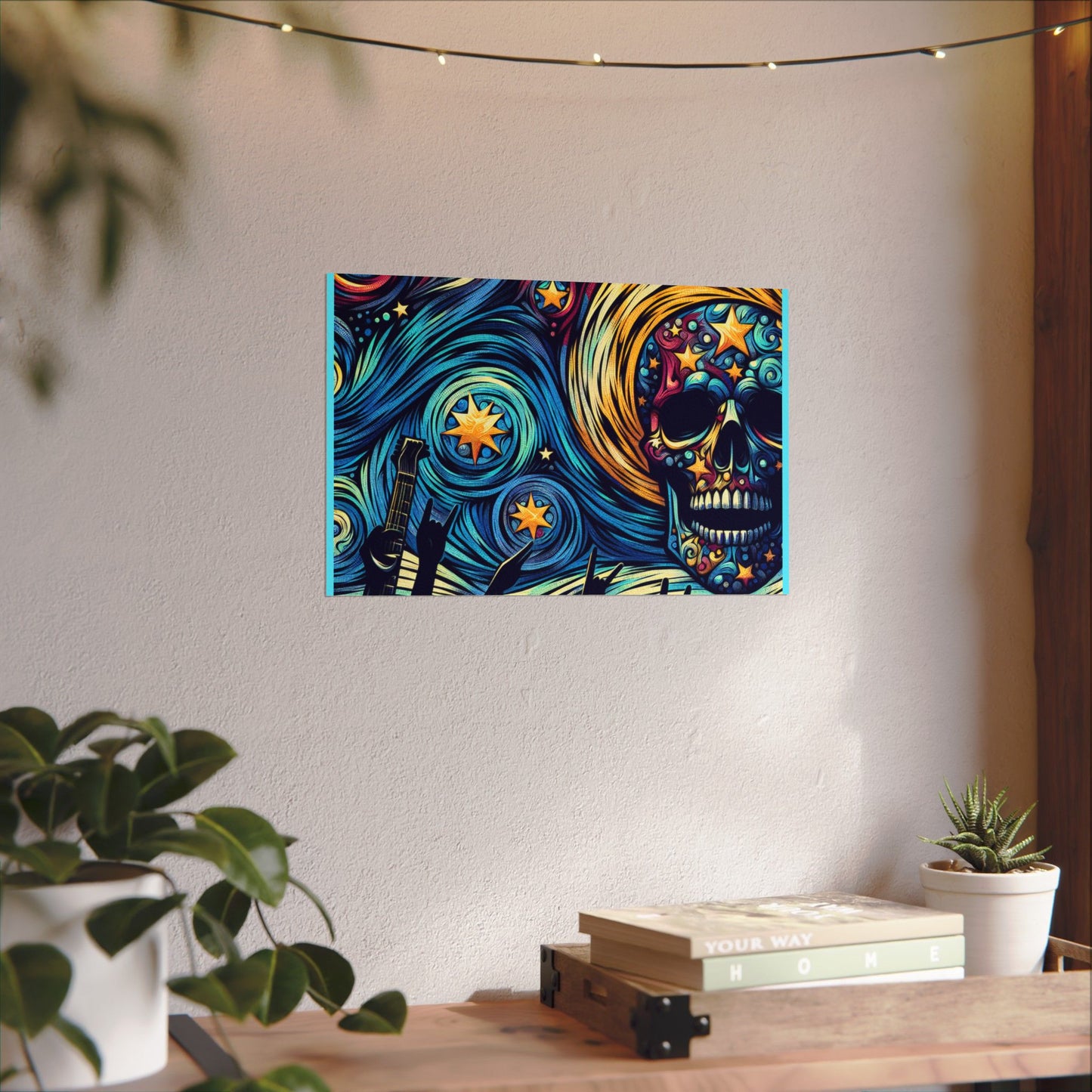 Midnight Rock N Roll Textured Watercolor Matte Posters
