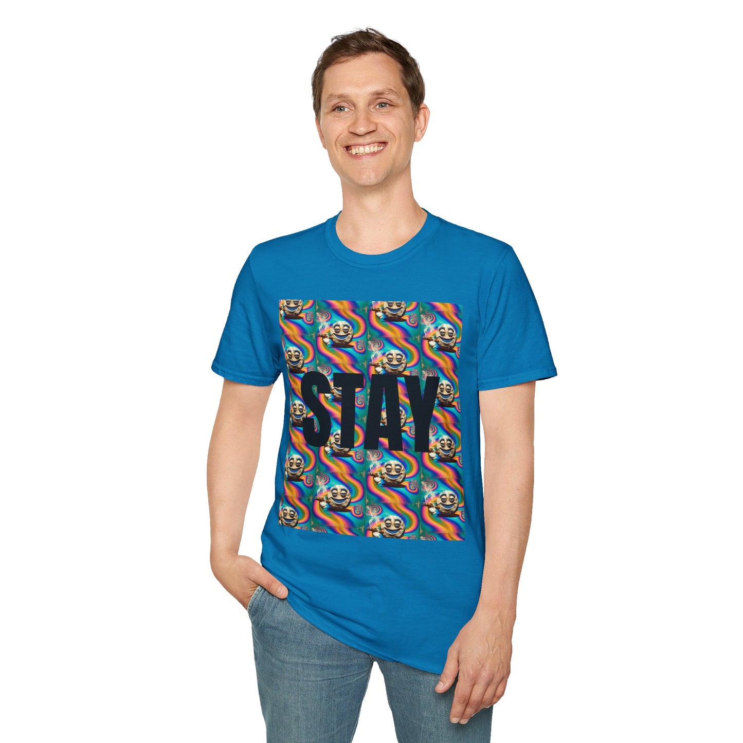 Stay Stoned Unisex Softstyle T-Shirt - Retro Vibe Graphic Tee for Fun Gatherings