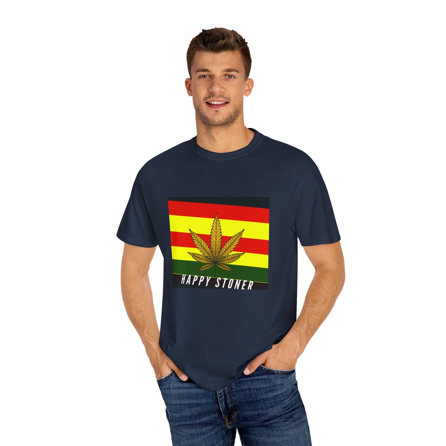 Happy Stoner Unisex Garment-Dyed T-shirt - Chill Vibes for Cannabis Enthusiasts