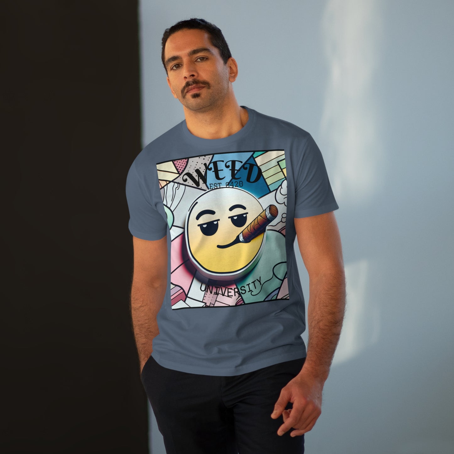 Cozy Weed University Tee - Modern Fit Cannabis T-Shirt for Fun Lovers