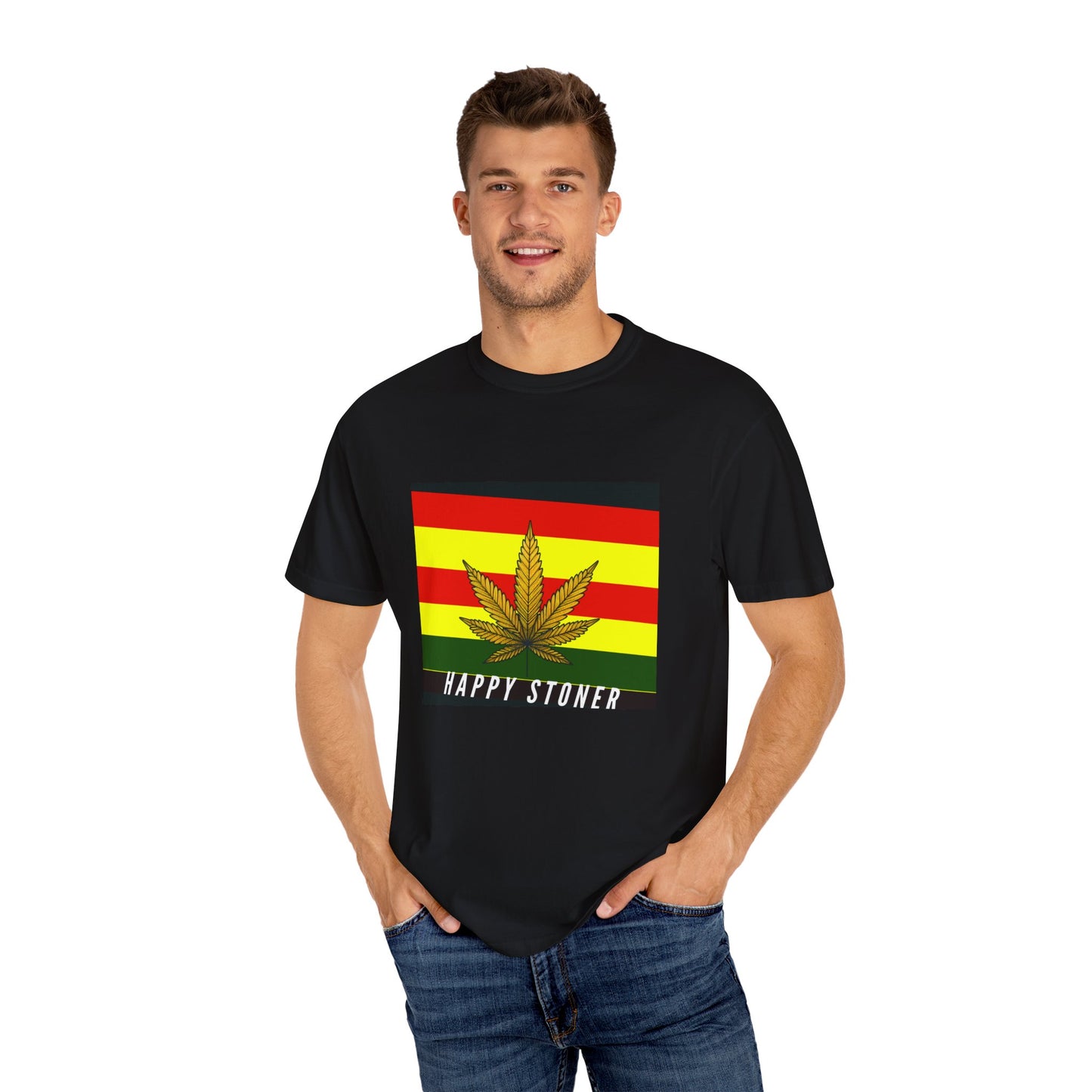 Happy Stoner Unisex Garment-Dyed T-shirt - Chill Vibes for Cannabis Enthusiasts