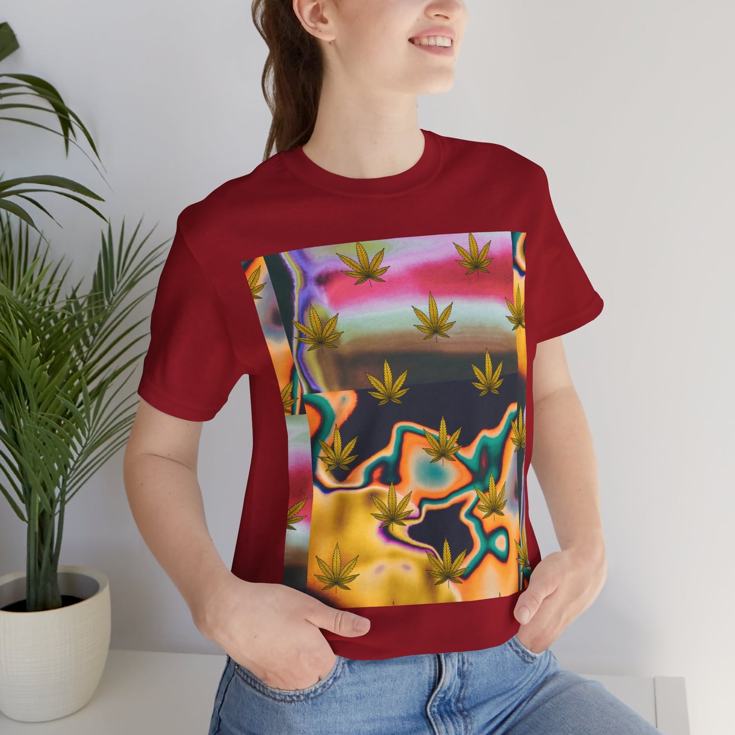 Vibrant Leaf Graphic Tee - Unisex Jersey Short Sleeve T-Shirt