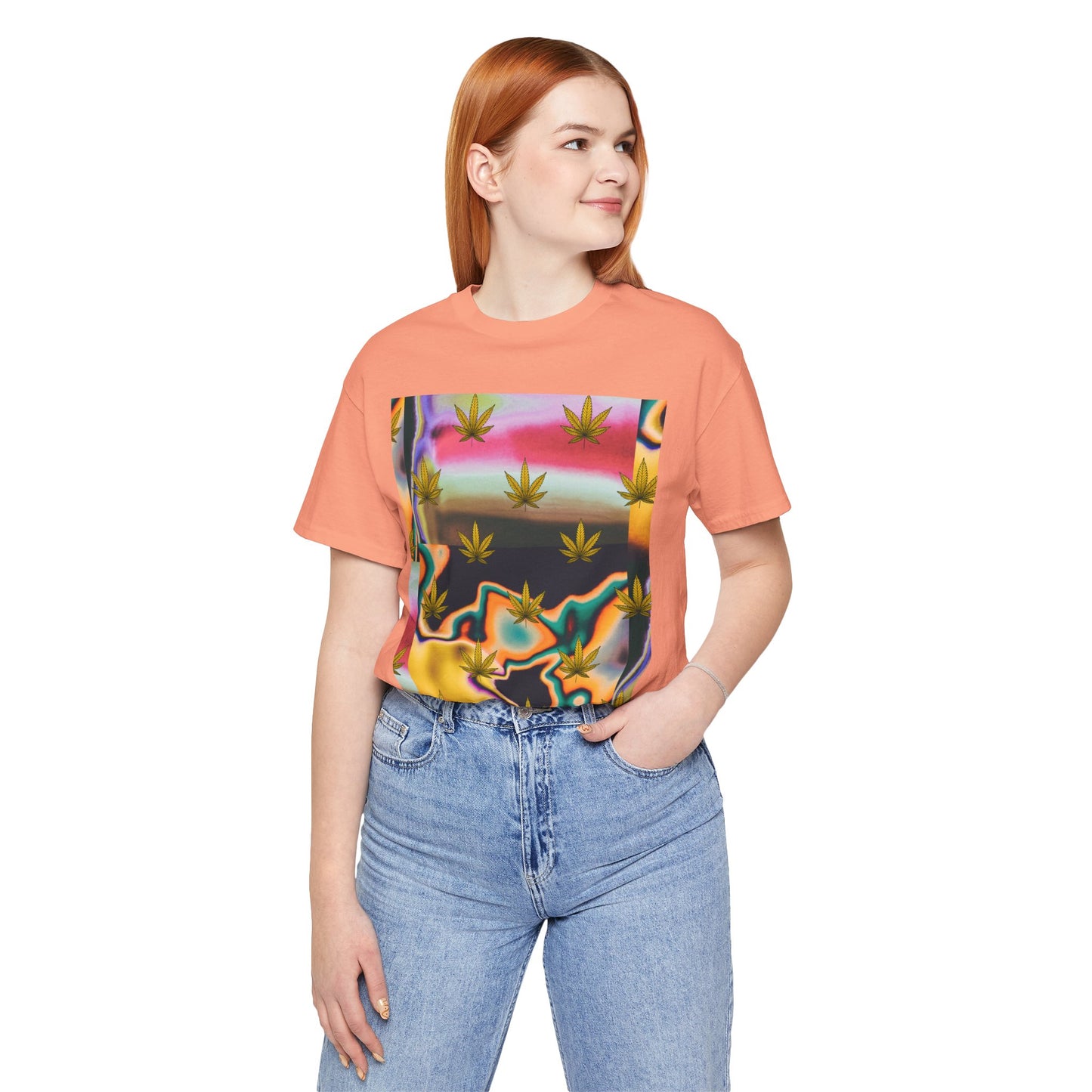 Vibrant Leaf Graphic Tee - Unisex Jersey Short Sleeve T-Shirt