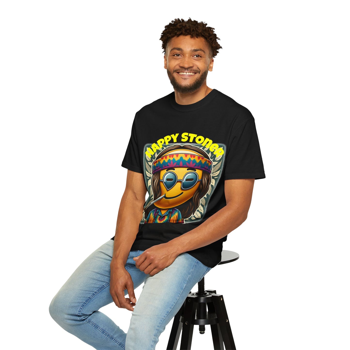 Happy Stoner Unisex Garment-Dyed T-Shirt | Chill Vibe Tee for Budding Enthusiasts