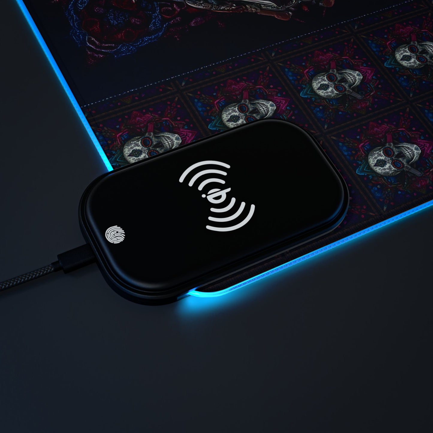 Skull Magic LED Gaming Mouse Pad, Wireless Charging
