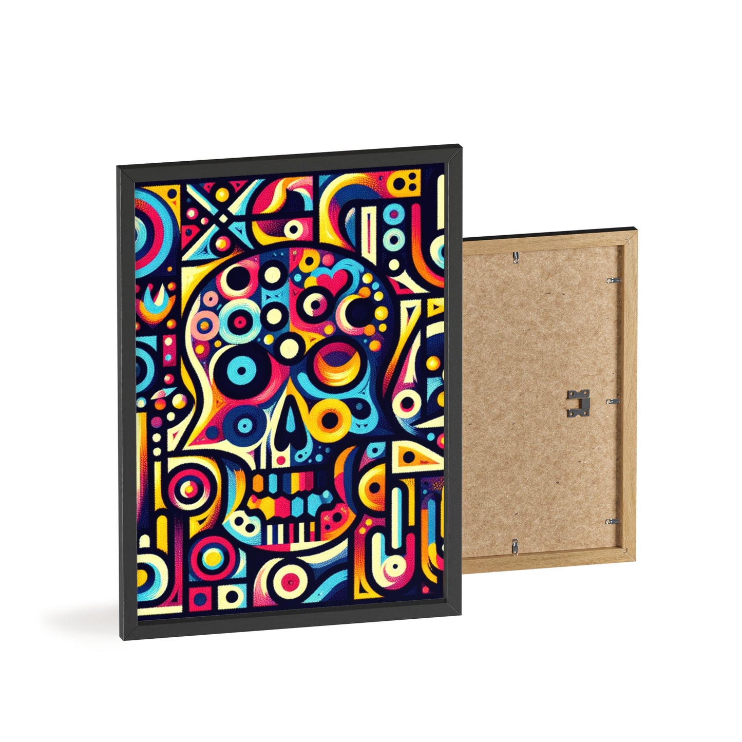 Skull Rock N Roll Posters with Wooden Frame