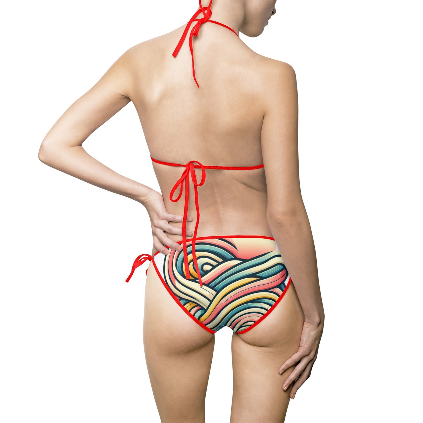 Trendy Women's Bikini Swimsuit - Vibrant Striped Design for Beach Days