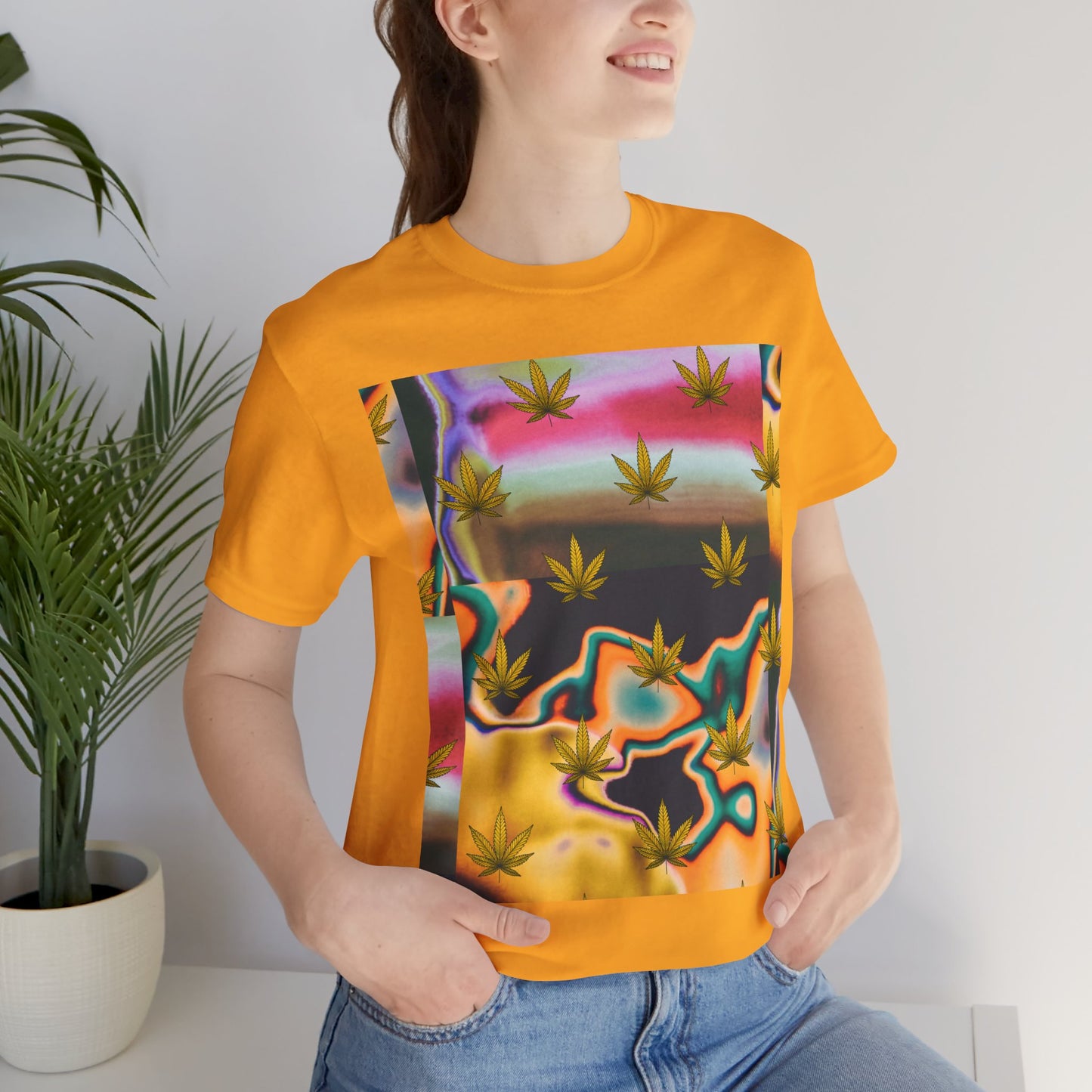 Vibrant Leaf Graphic Tee - Unisex Jersey Short Sleeve T-Shirt