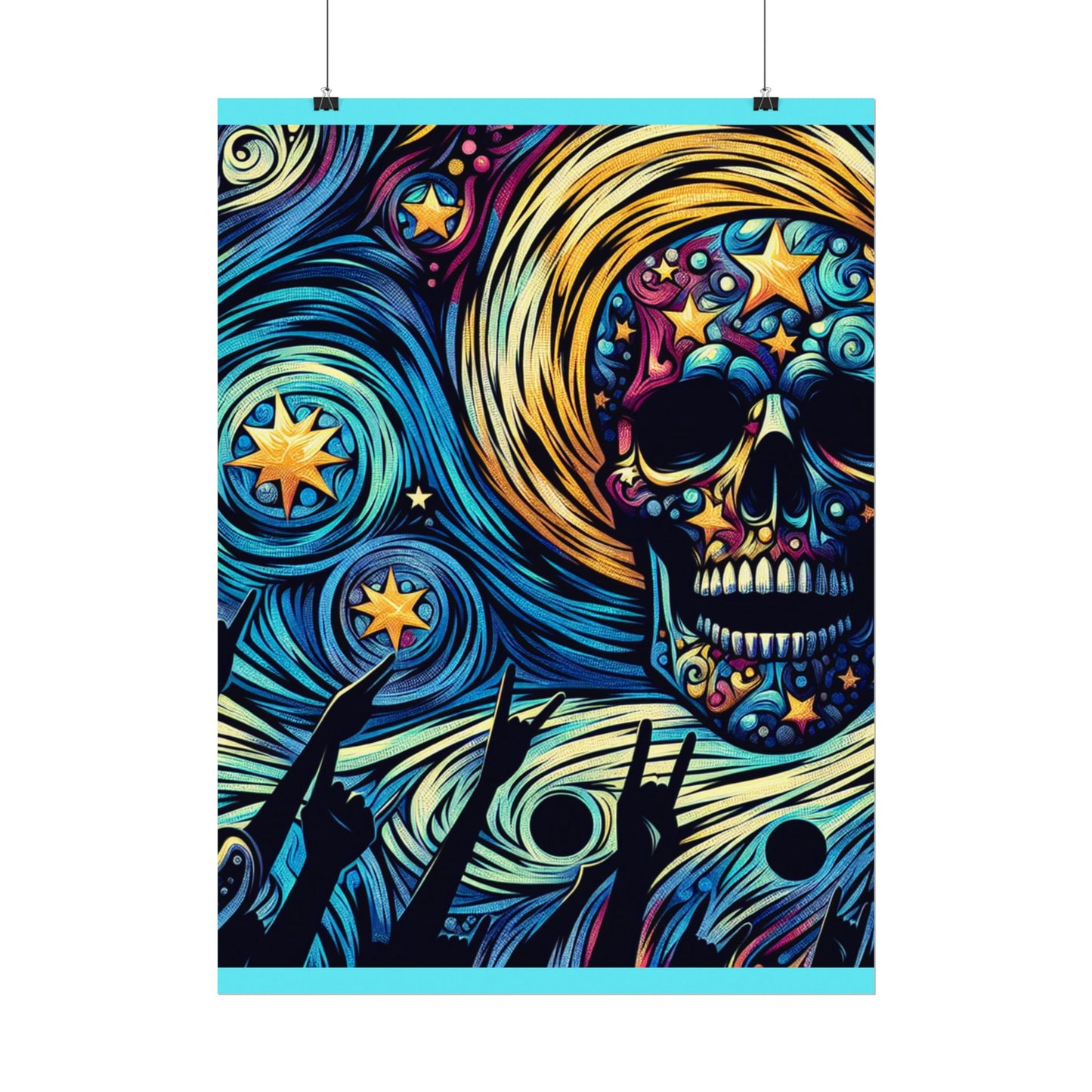 Midnight Rock N Roll Textured Watercolor Matte Posters
