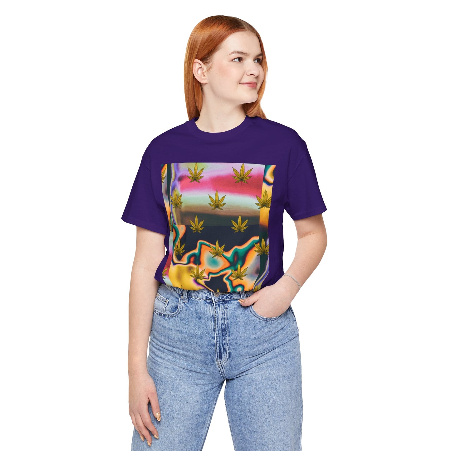 Vibrant Leaf Graphic Tee - Unisex Jersey Short Sleeve T-Shirt