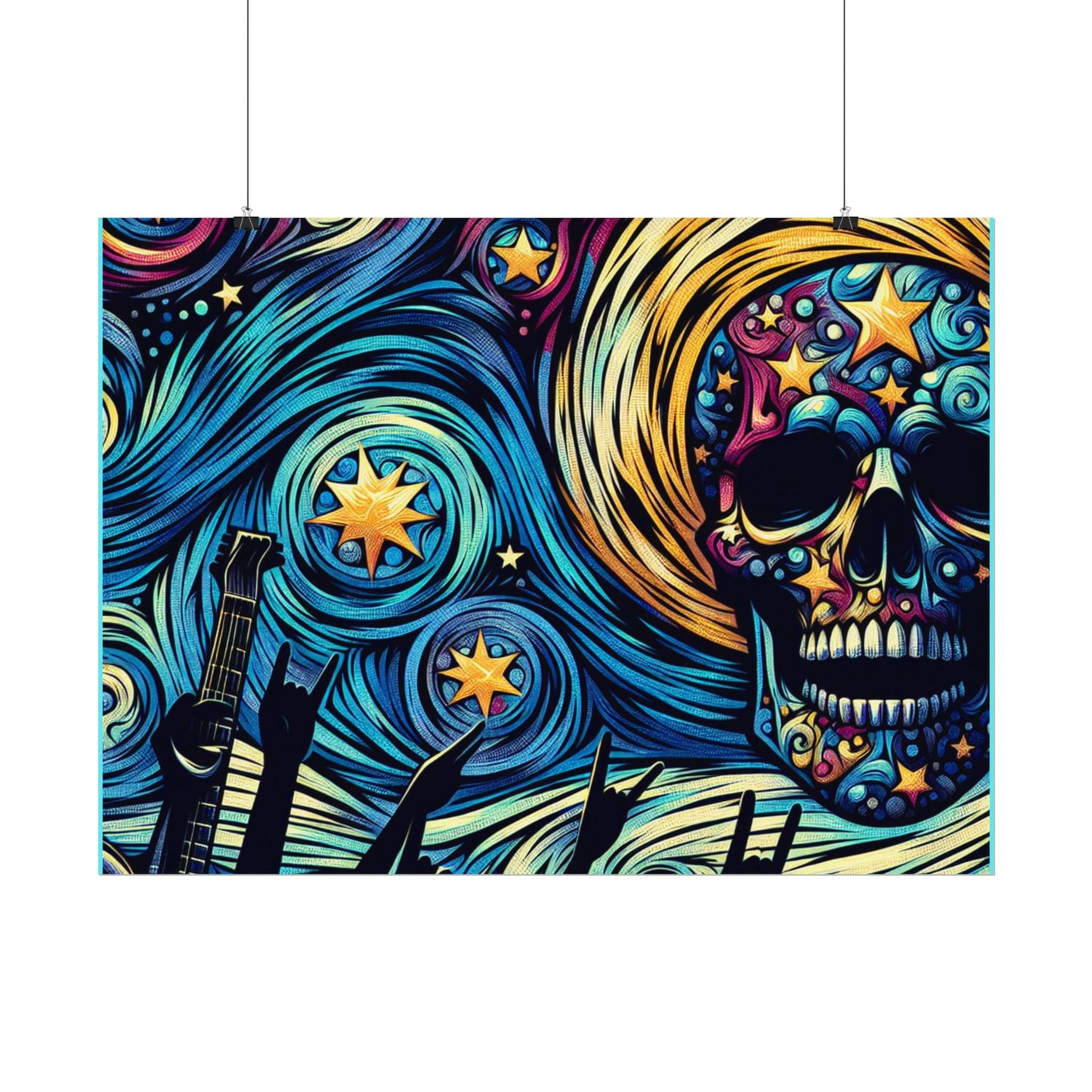 Midnight Rock N Roll Textured Watercolor Matte Posters