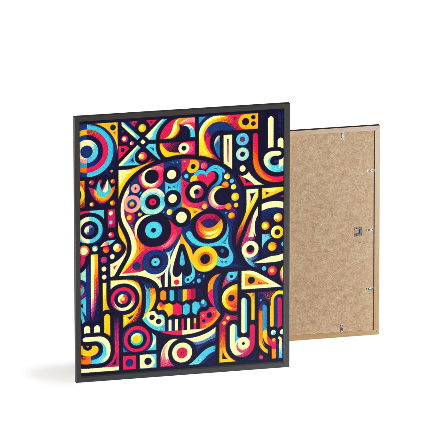 Skull Rock N Roll Posters with Wooden Frame