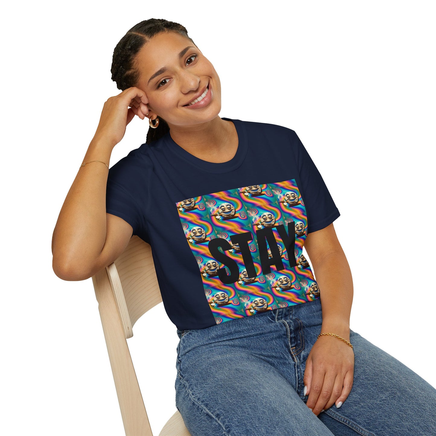 Stay Stoned Unisex Softstyle T-Shirt - Retro Vibe Graphic Tee for Fun Gatherings