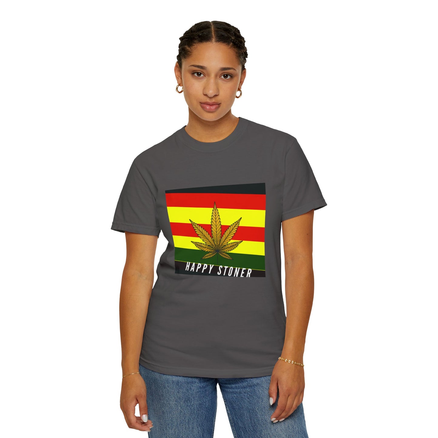 Happy Stoner Unisex Garment-Dyed T-shirt - Chill Vibes for Cannabis Enthusiasts