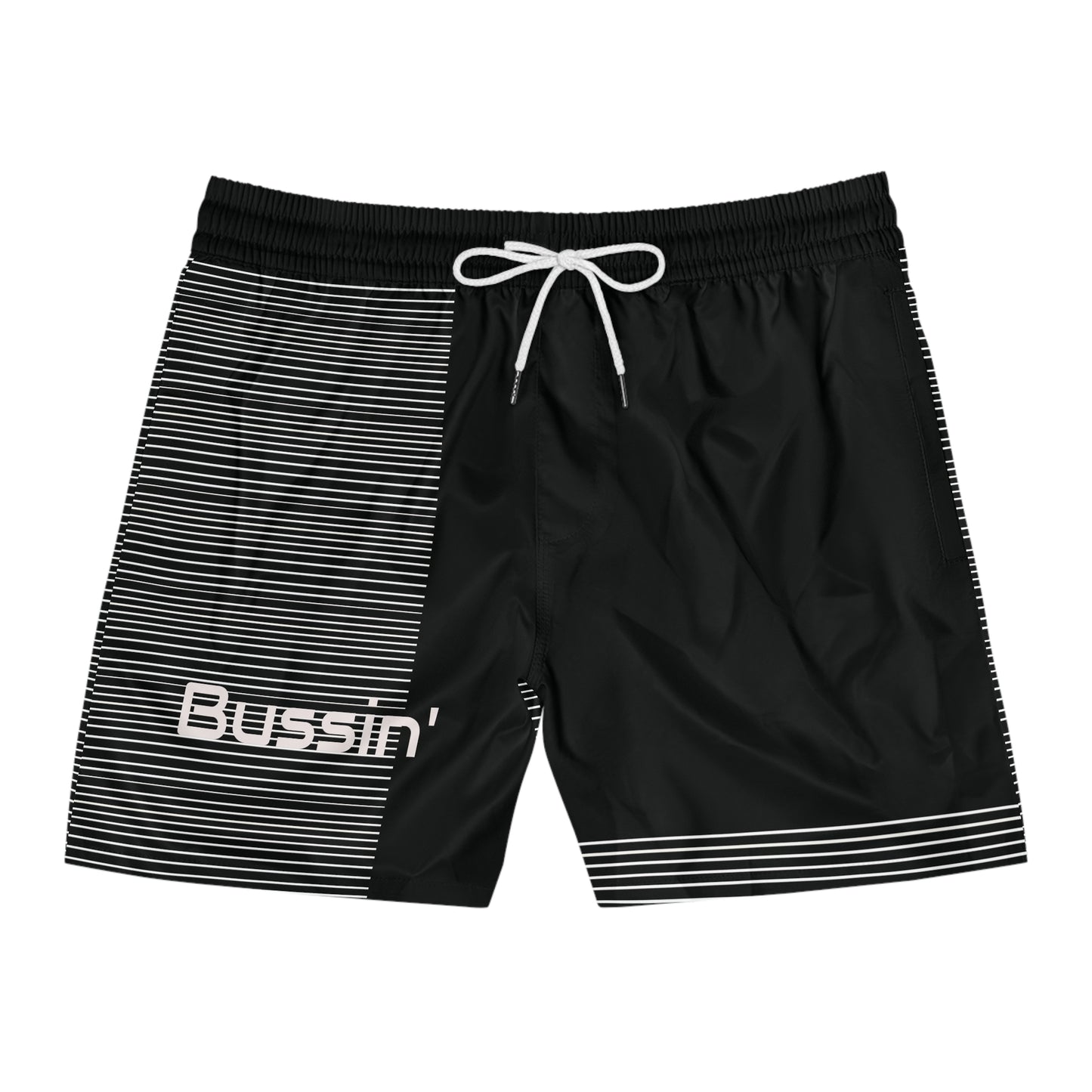 Bussin' Men's Mid-Length Swim Shorts - Stylish Striped Beachwear for Summer Fun