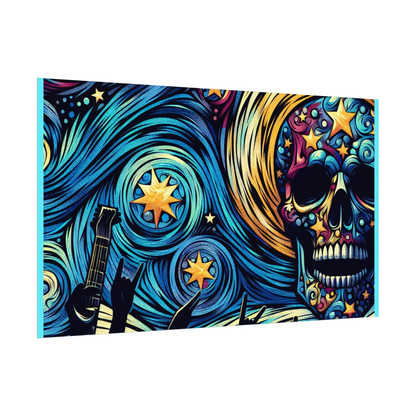 Midnight Rock N Roll Textured Watercolor Matte Posters
