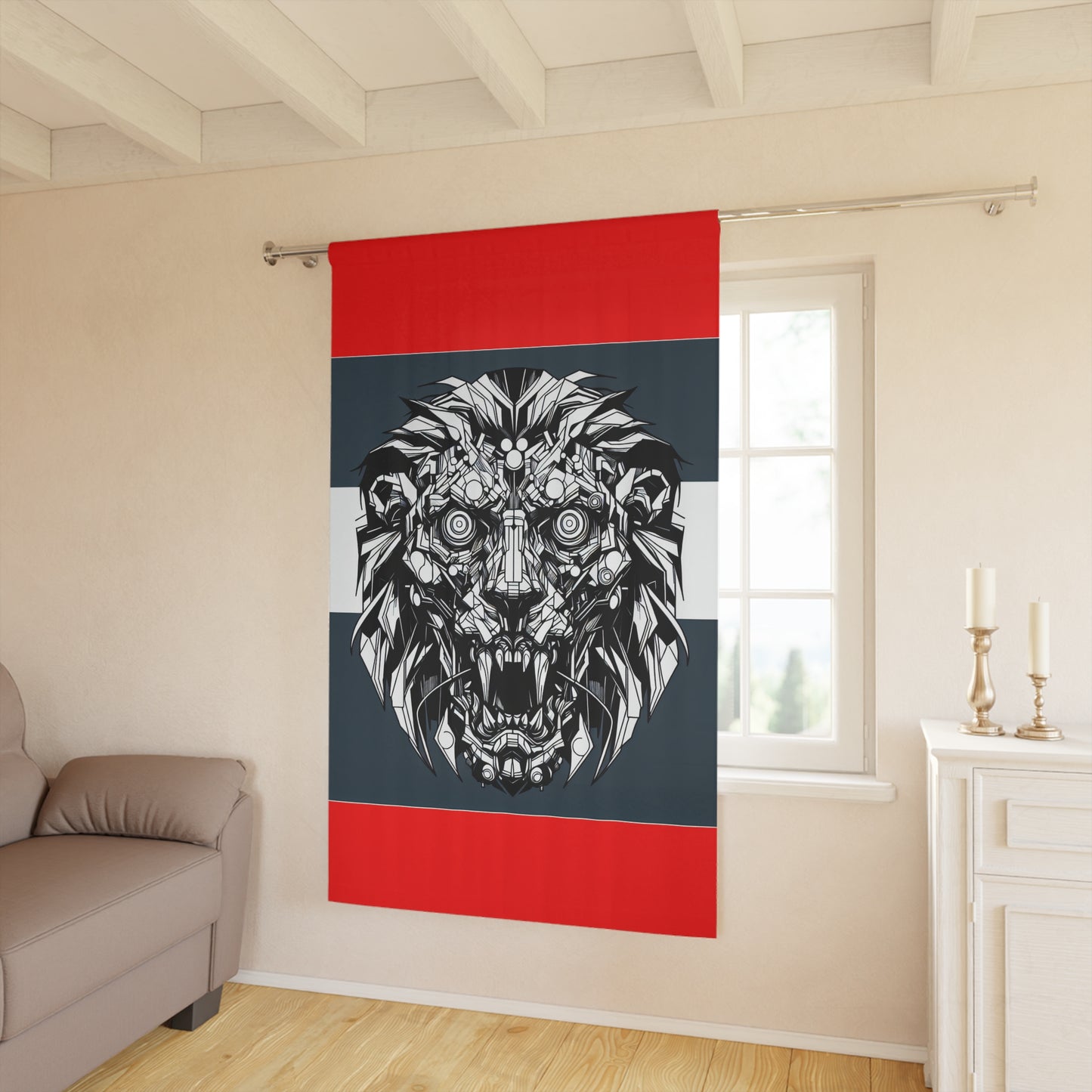Simple Alluring Style Lions Head Window Curtains (1 Piece)