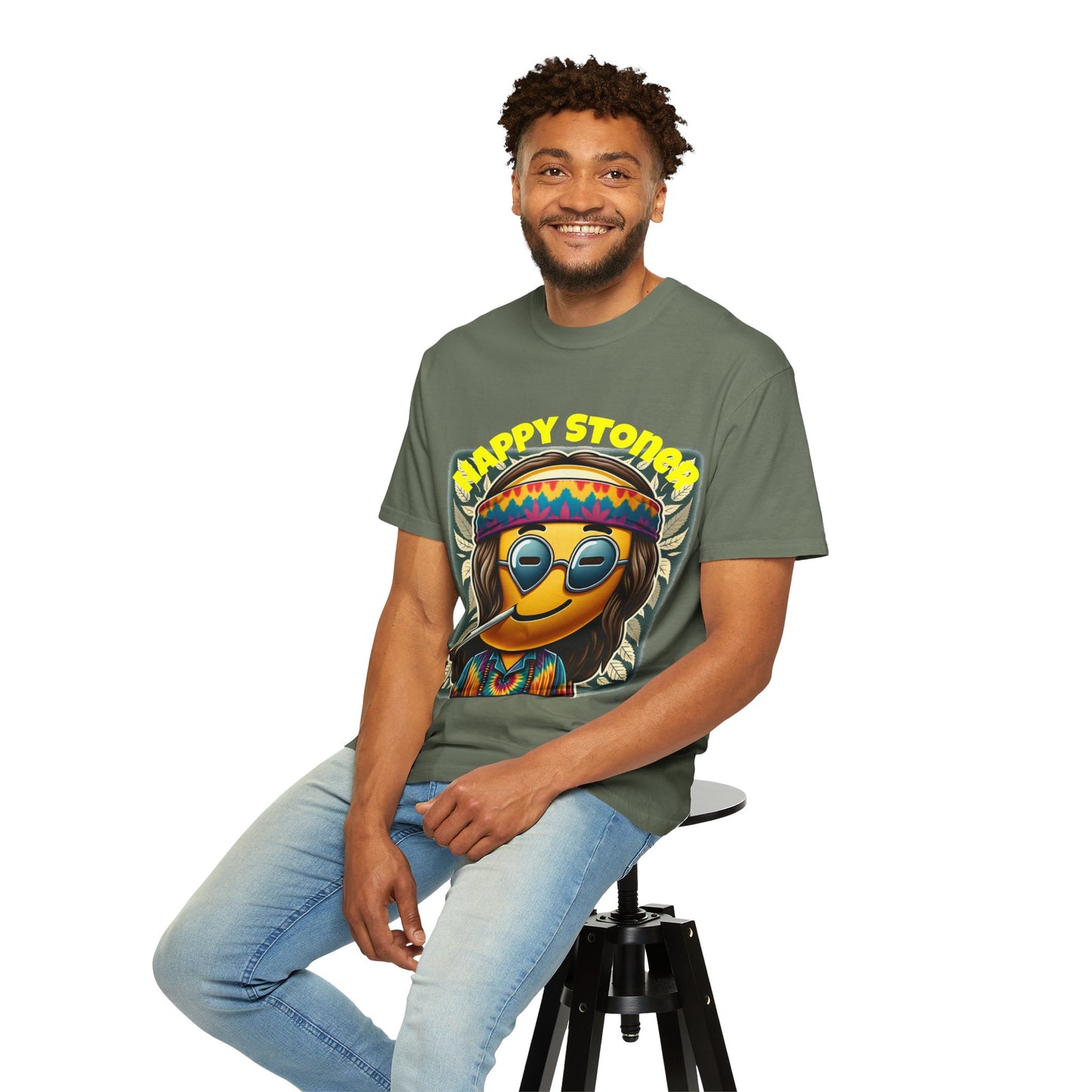 Happy Stoner Unisex Garment-Dyed T-Shirt | Chill Vibe Tee for Budding Enthusiasts