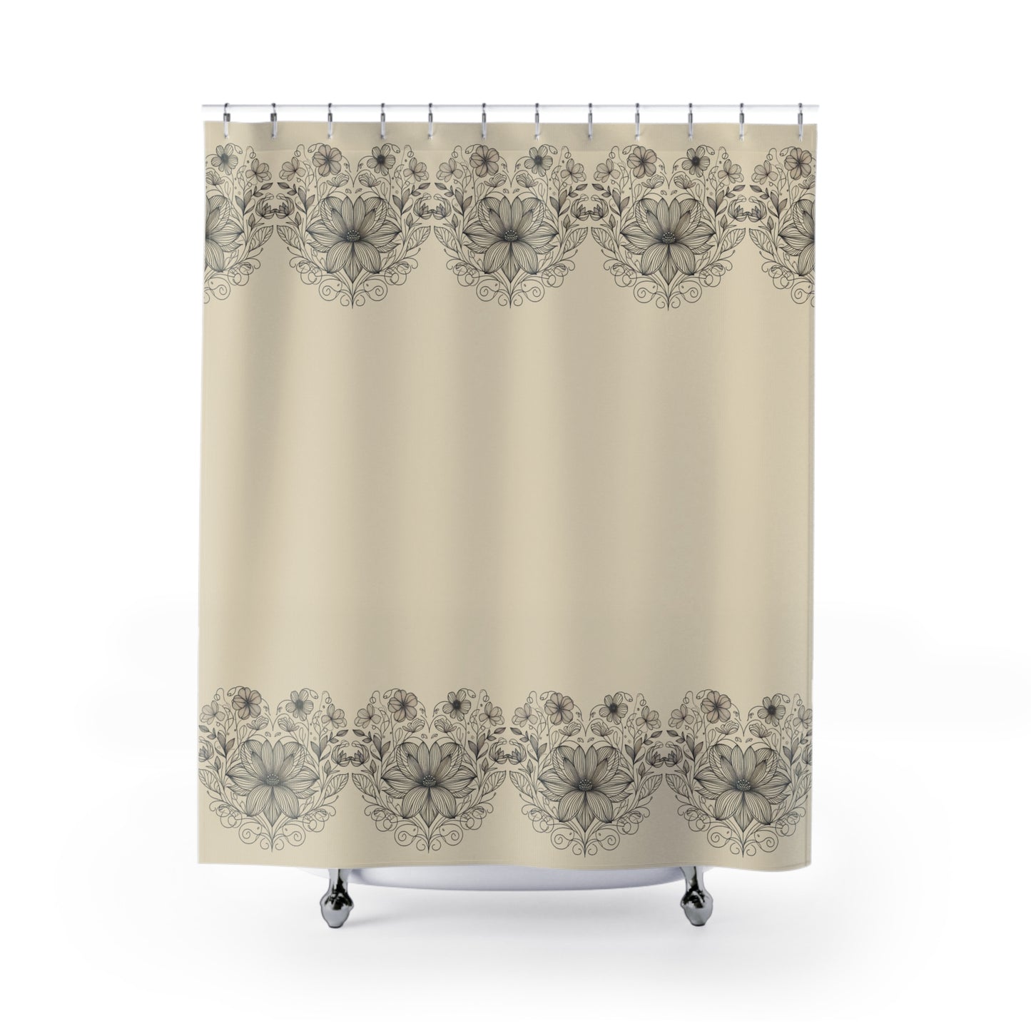 Elegant Floral Shower Curtain - Vintage Botanical Design