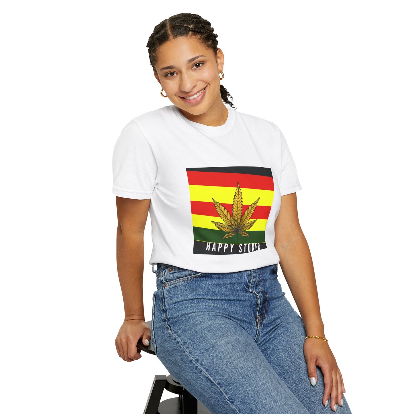 Happy Stoner Unisex Garment-Dyed T-shirt - Chill Vibes for Cannabis Enthusiasts
