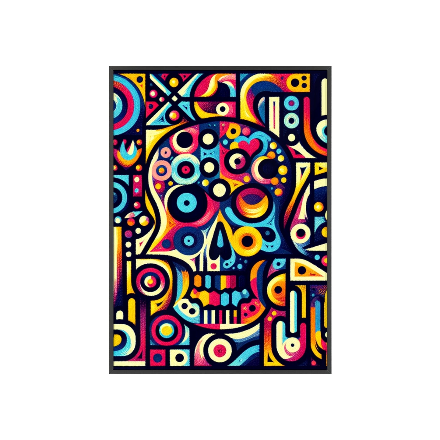 Skull Rock N Roll Posters with Wooden Frame