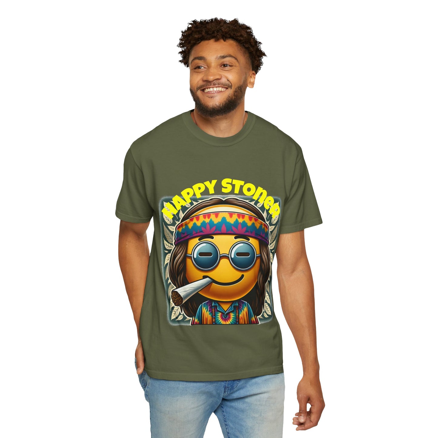 Happy Stoner Unisex Garment-Dyed T-Shirt | Chill Vibe Tee for Budding Enthusiasts