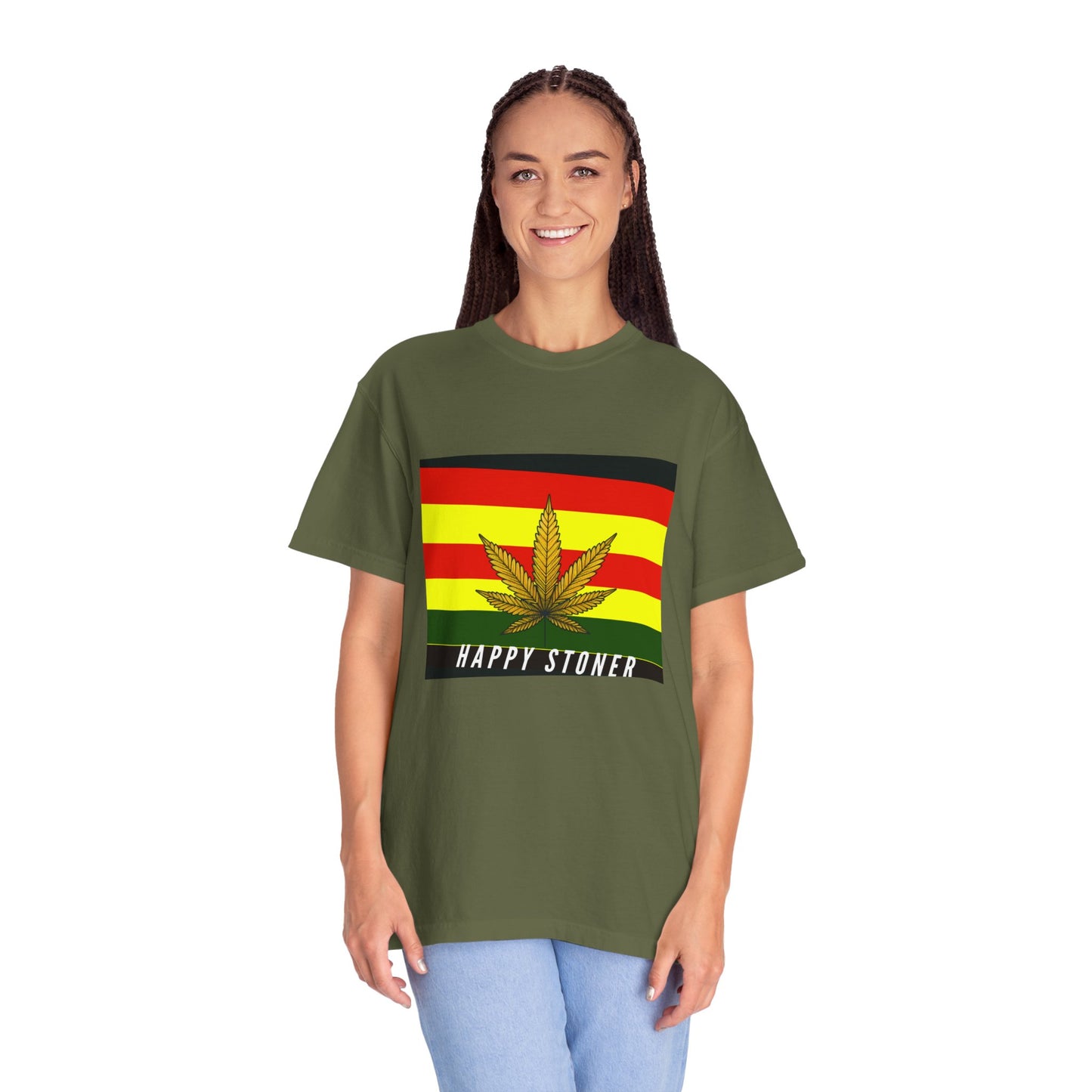 Happy Stoner Unisex Garment-Dyed T-shirt - Chill Vibes for Cannabis Enthusiasts