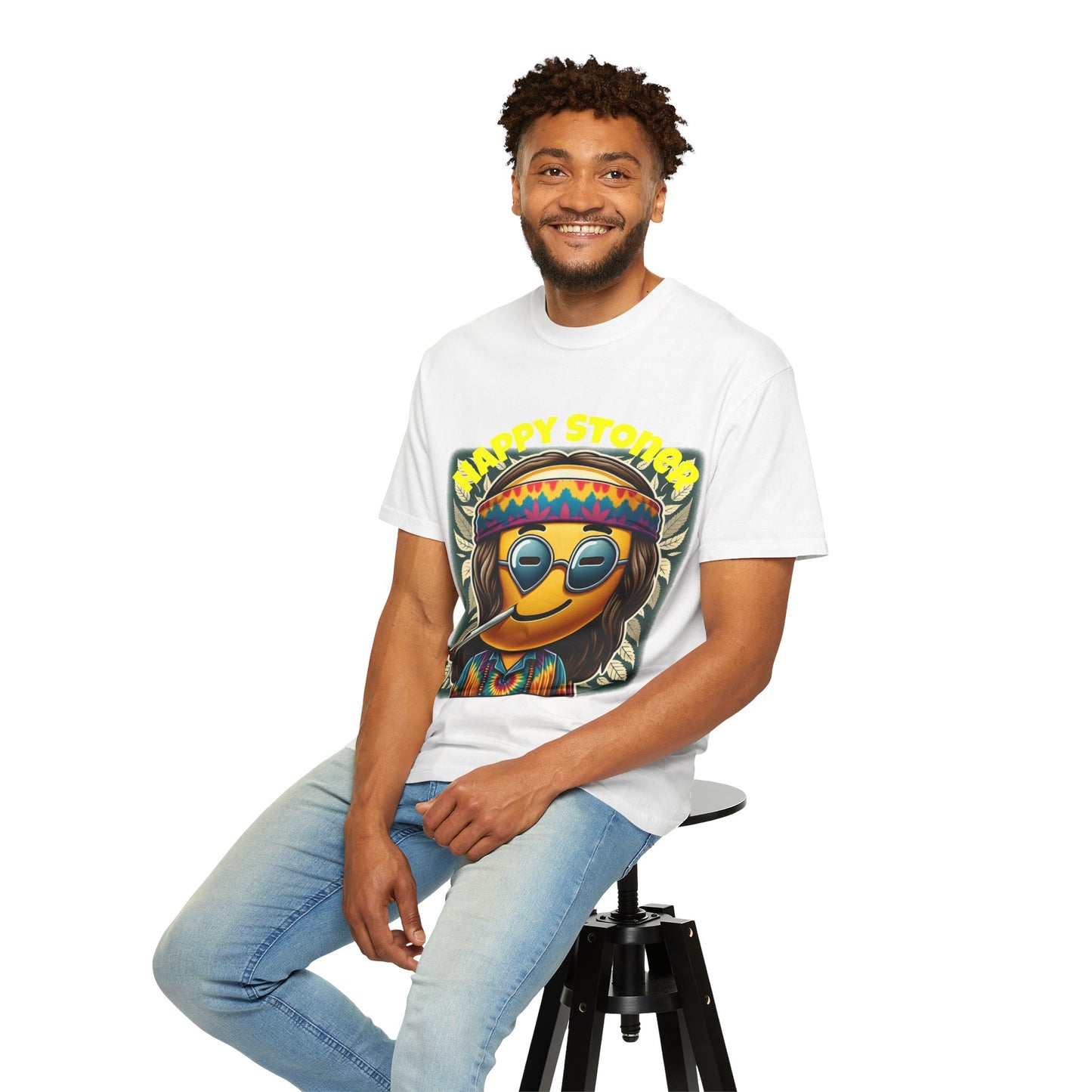 Happy Stoner Unisex Garment-Dyed T-Shirt | Chill Vibe Tee for Budding Enthusiasts