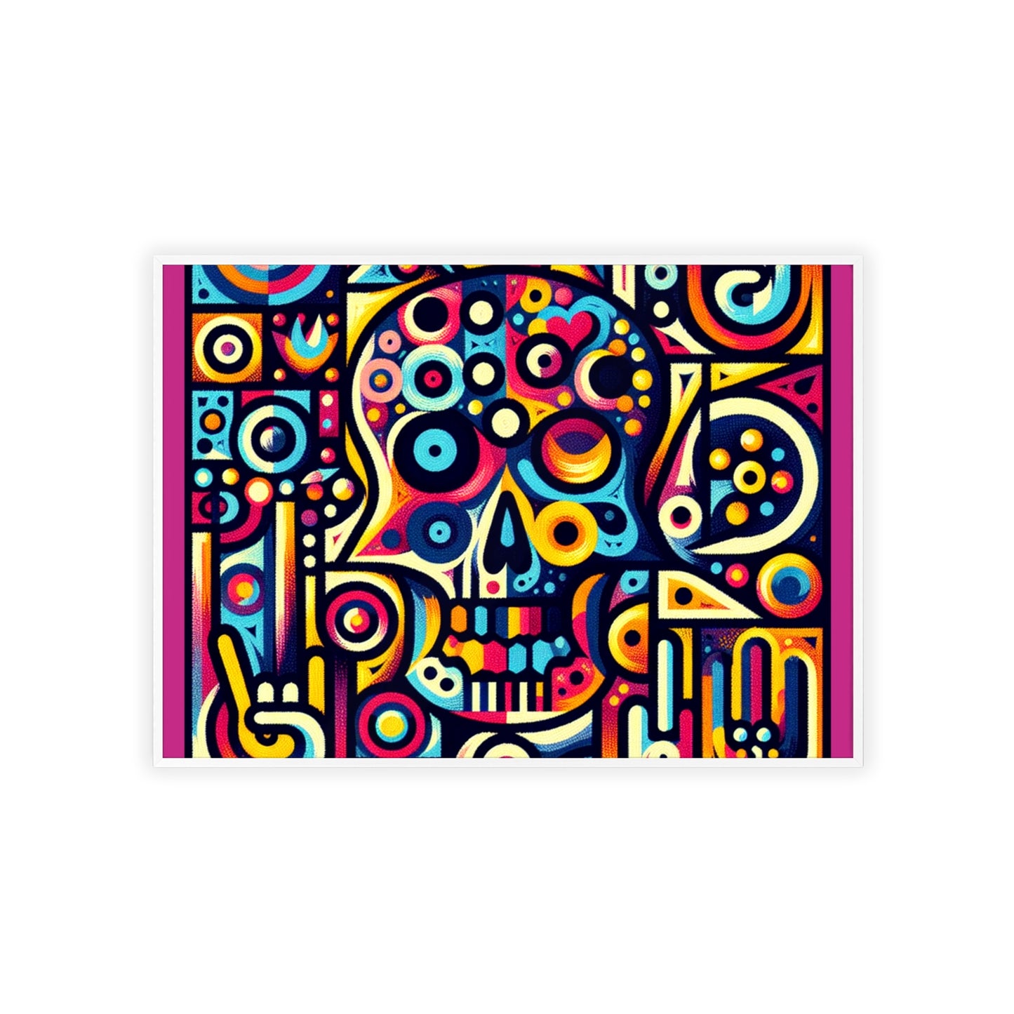 Skull Rock N Roll Posters with Wooden Frame