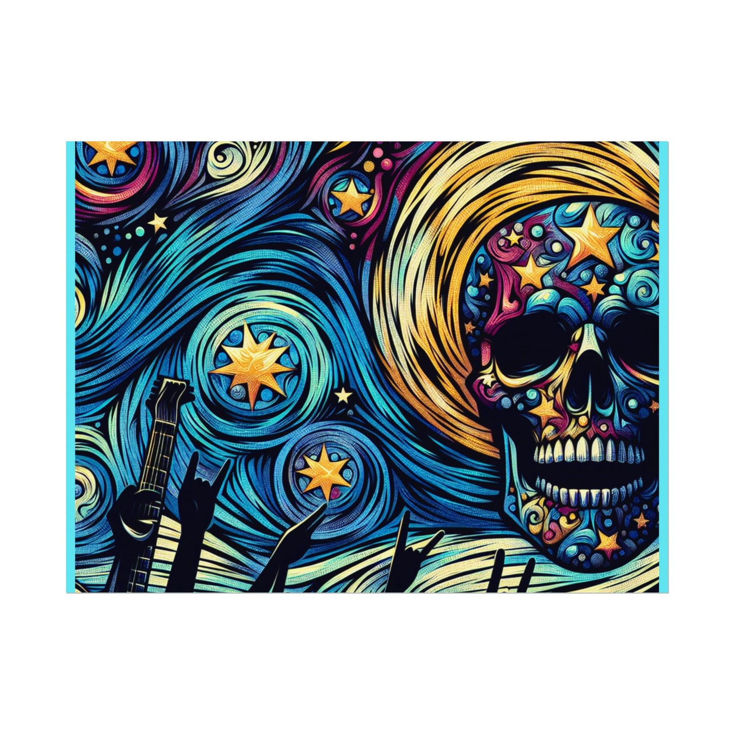 Midnight Rock N Roll Textured Watercolor Matte Posters