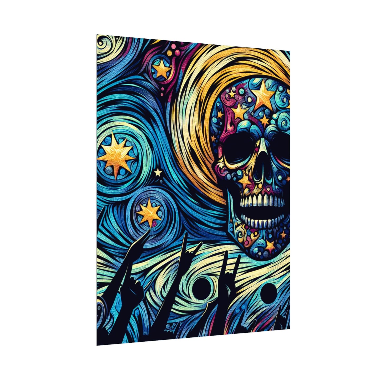 Midnight Rock N Roll Textured Watercolor Matte Posters
