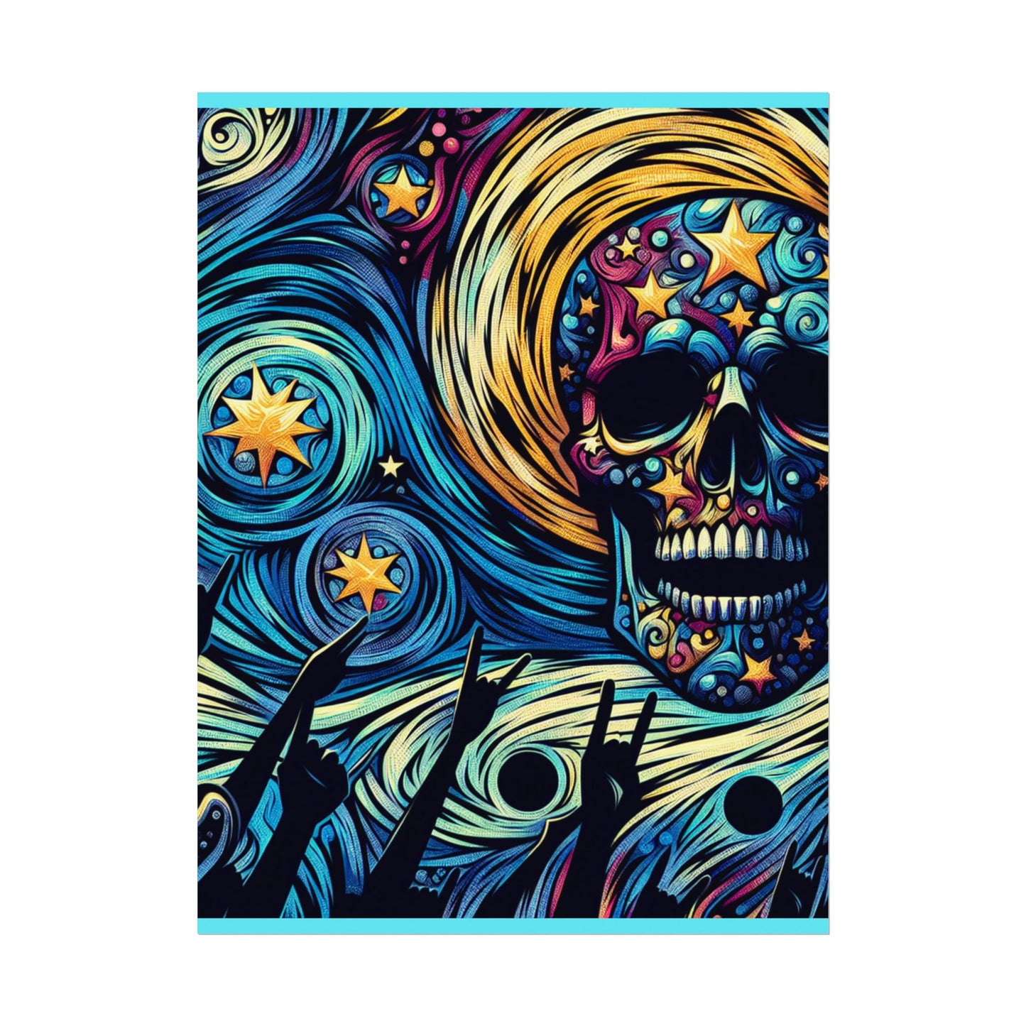 Midnight Rock N Roll Textured Watercolor Matte Posters