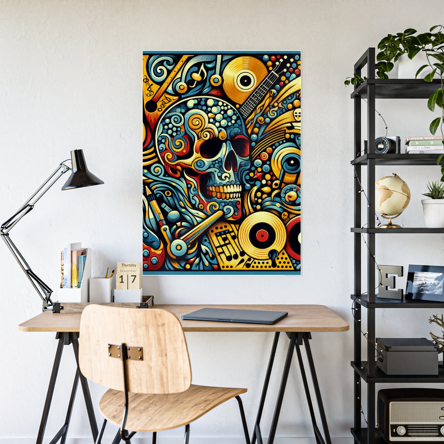 Skull Rock N Roll Gloss Posters