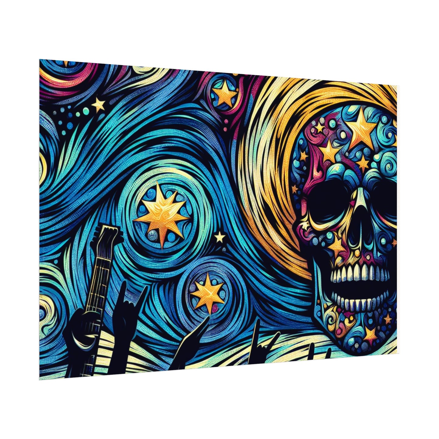 Midnight Rock N Roll Textured Watercolor Matte Posters