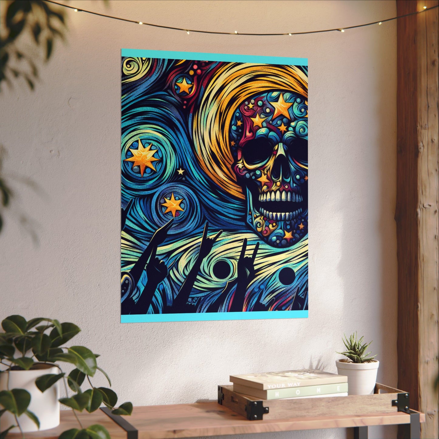 Midnight Rock N Roll Textured Watercolor Matte Posters