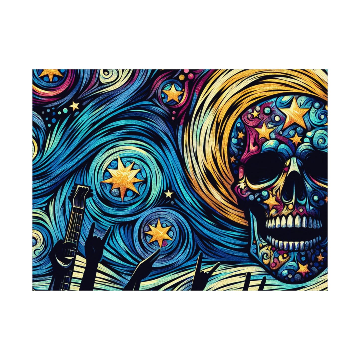 Midnight Rock N Roll Textured Watercolor Matte Posters