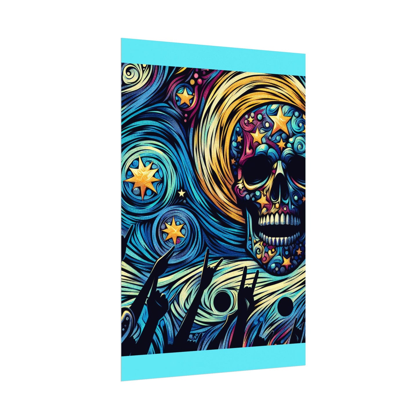 Midnight Rock N Roll Textured Watercolor Matte Posters