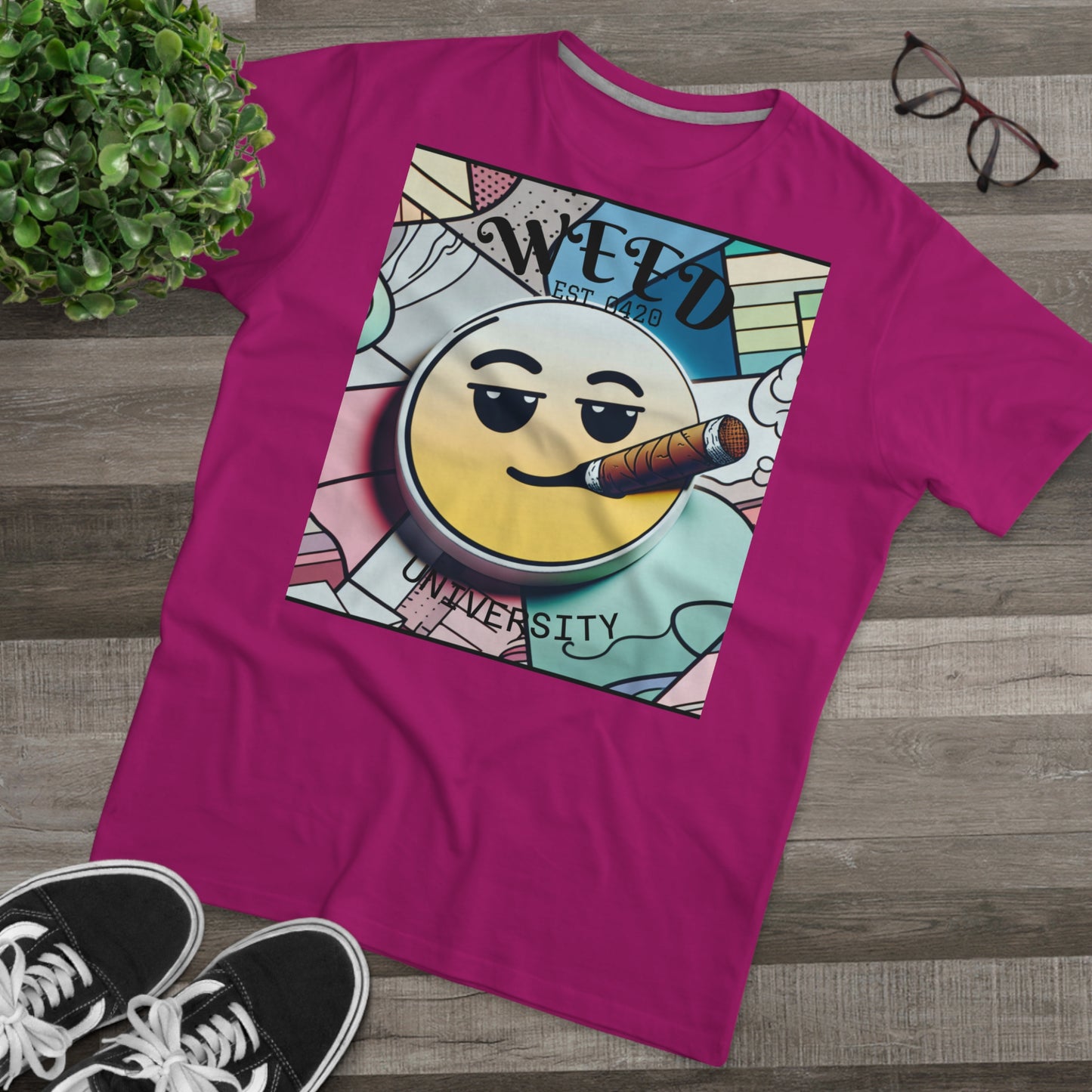Cozy Weed University Tee - Modern Fit Cannabis T-Shirt for Fun Lovers