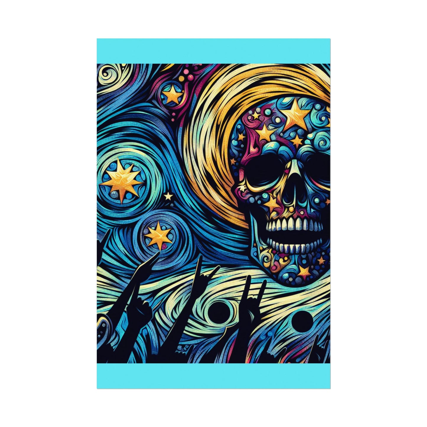 Midnight Rock N Roll Textured Watercolor Matte Posters