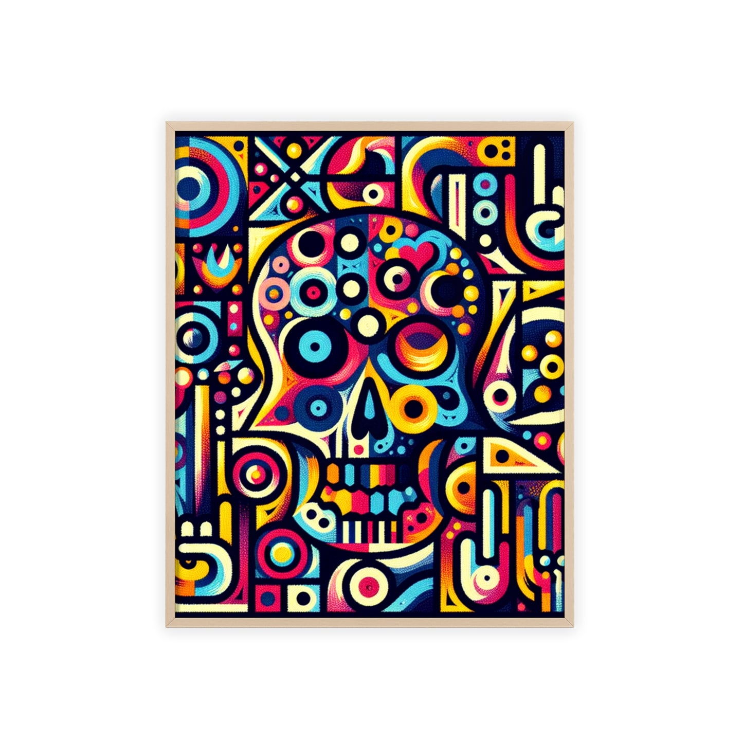 Skull Rock N Roll Posters with Wooden Frame