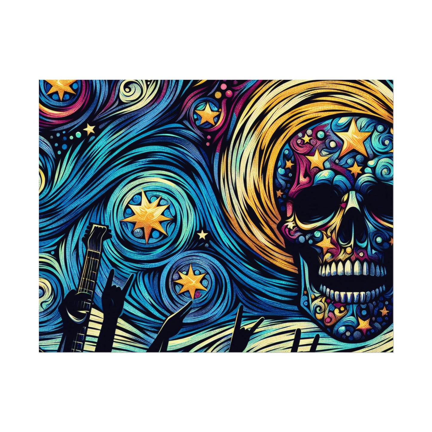 Midnight Rock N Roll Textured Watercolor Matte Posters