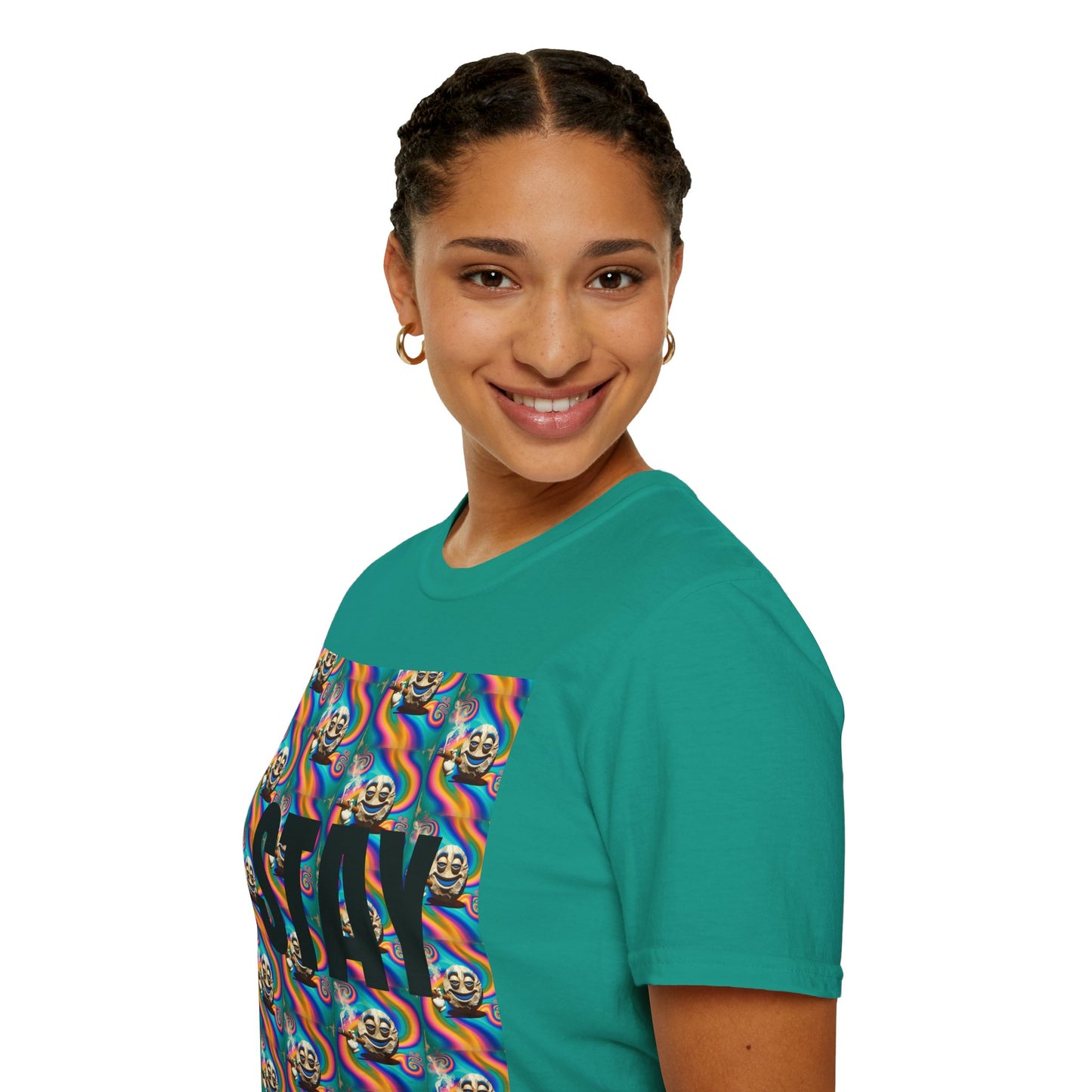 Stay Stoned Unisex Softstyle T-Shirt - Retro Vibe Graphic Tee for Fun Gatherings