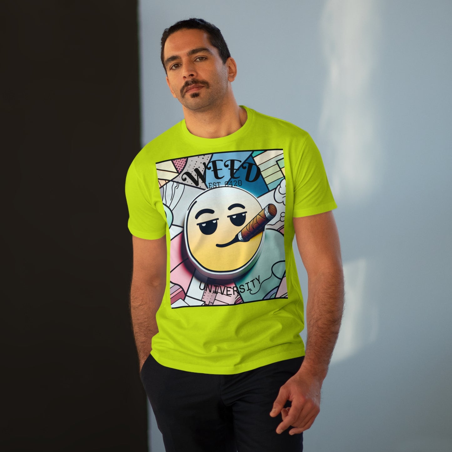 Cozy Weed University Tee - Modern Fit Cannabis T-Shirt for Fun Lovers
