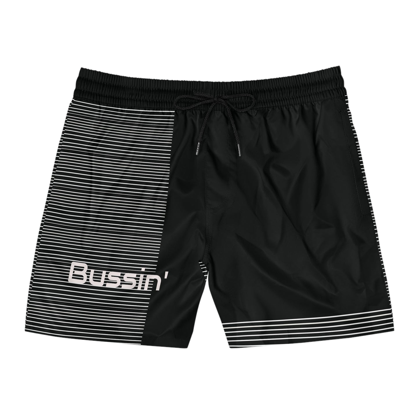 Bussin' Men's Mid-Length Swim Shorts - Stylish Striped Beachwear for Summer Fun