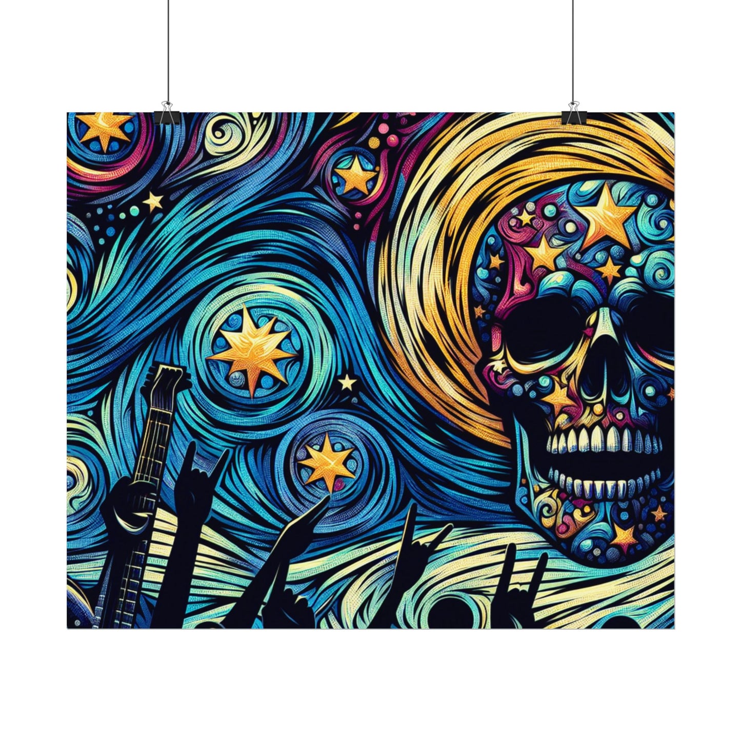 Midnight Rock N Roll Textured Watercolor Matte Posters