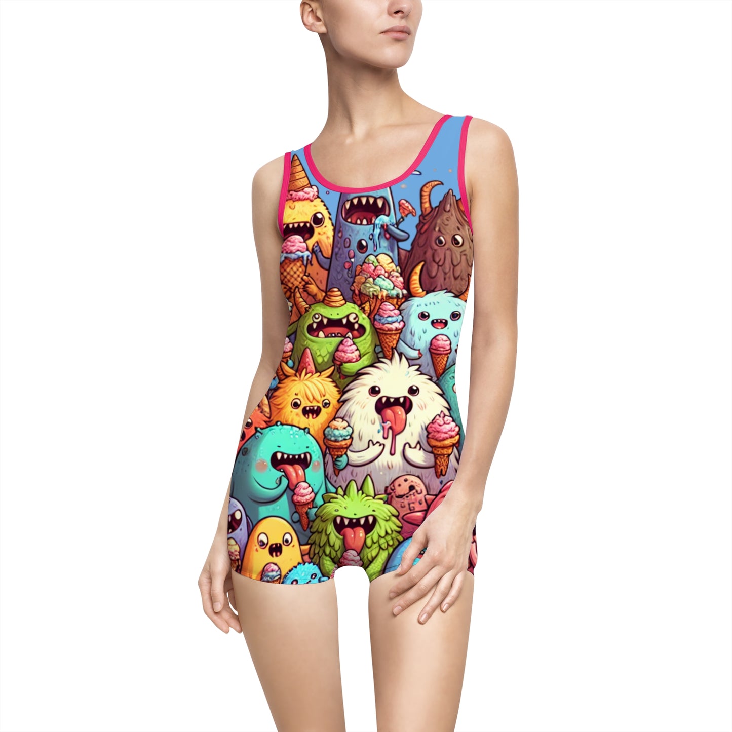 Women's Vintage Ice Cream Monster Swimsuit - Fun Summer Swimwear