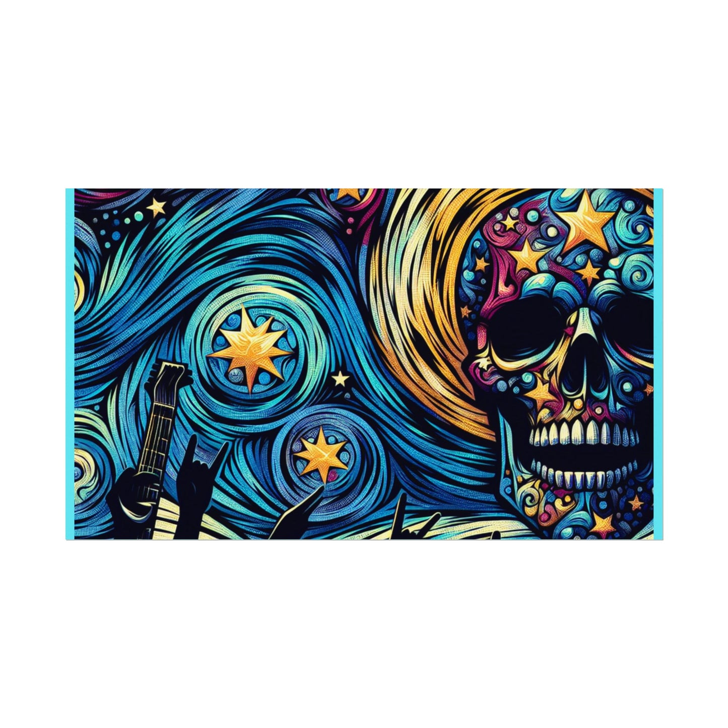 Midnight Rock N Roll Textured Watercolor Matte Posters