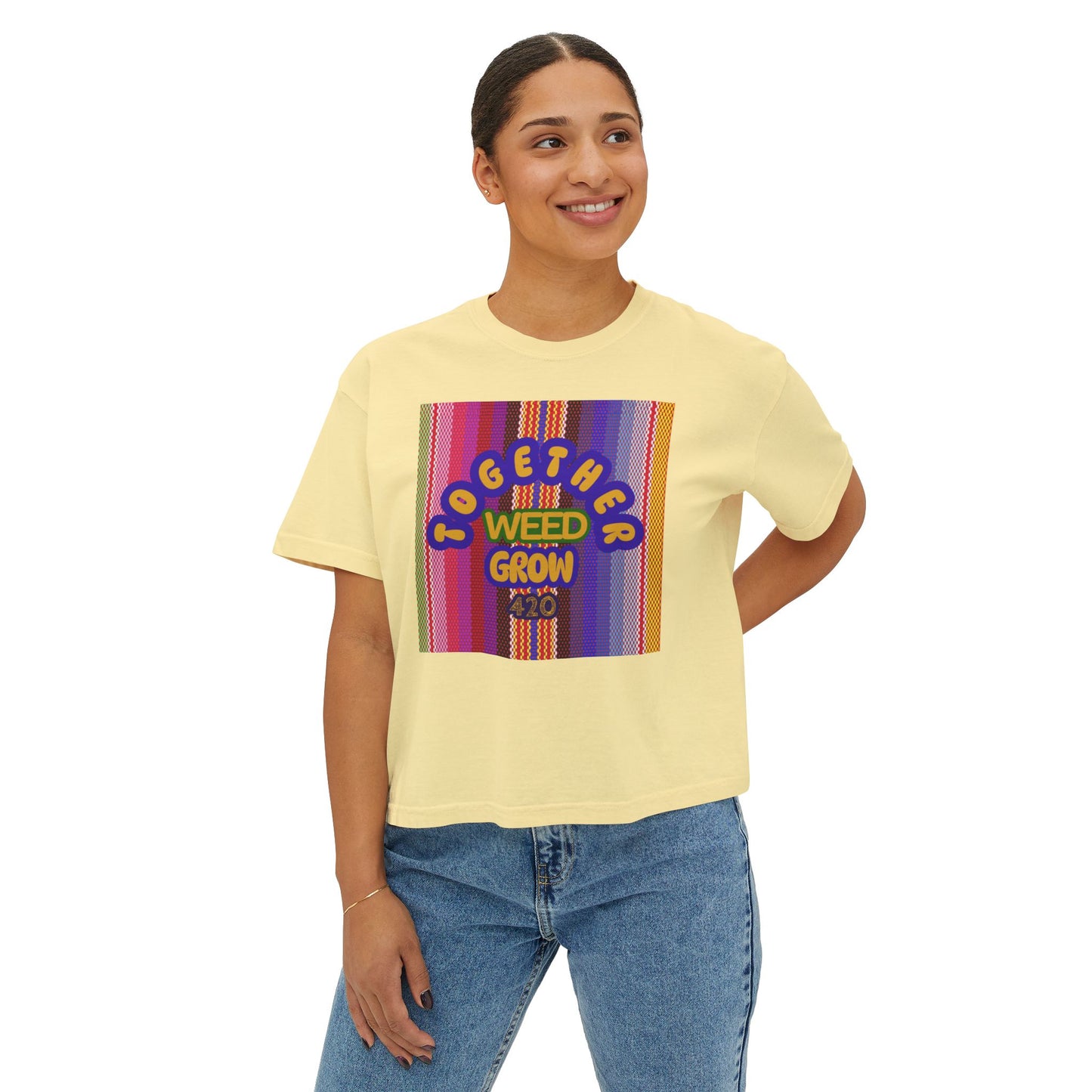Women's Boxy Tee - Together We Grow Weed Design
